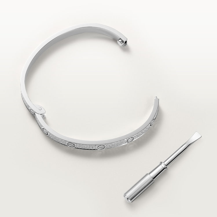 LOVE bracelet, medium model, pavé in silver-tone