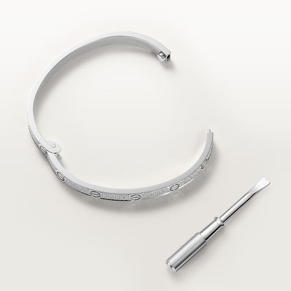 LOVE bracelet, medium model, pavé in silver-tone