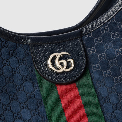 GG Giglio small shopping bag in dark blue suede