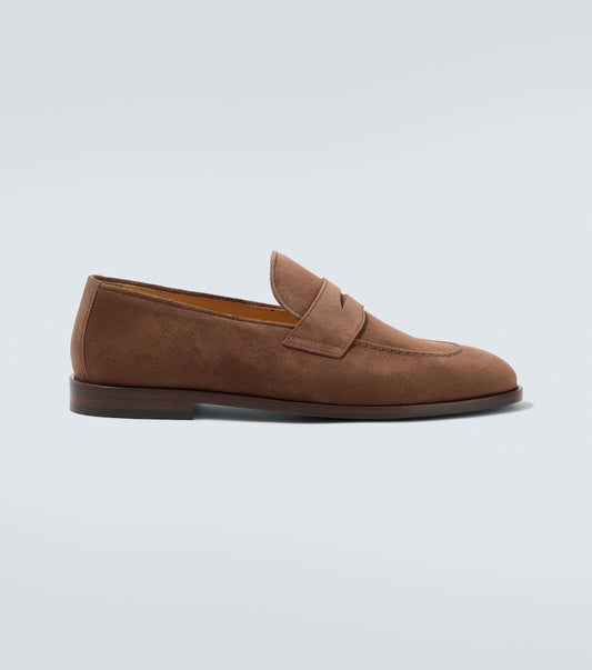 Mocassini penny in suede marrone