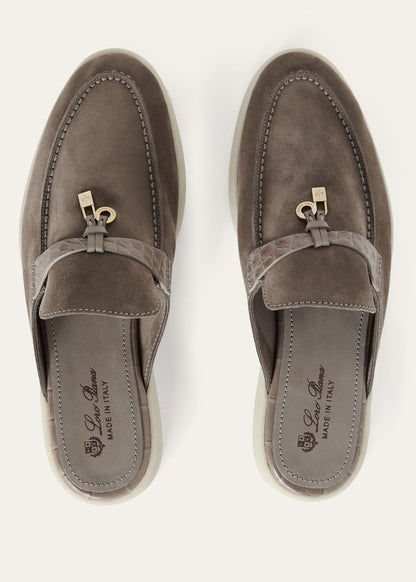 Babouche Charms Walk in pelle scamosciata grigia