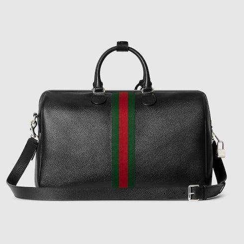 Savoy black leather medium duffel bag
