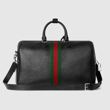 Savoy black leather medium duffel bag
