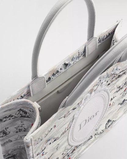 Borsa media Book Tote con tracolla bianca