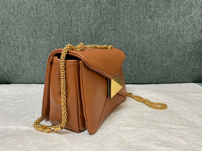 BORSA A TRACOLLA IN PELLE ONE STUD MARRONE