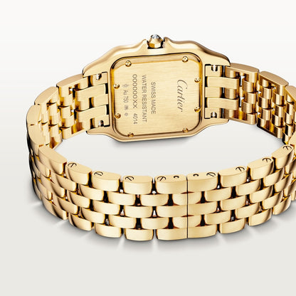 Panthère watch, medium model, yellow gold case with diamonds