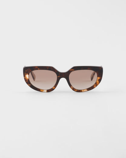 Oval sunglasses with logo and coffee lenses
