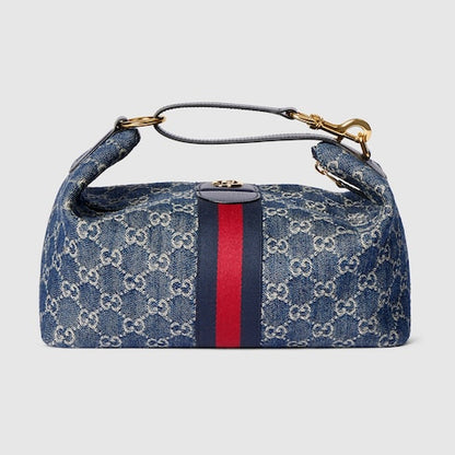 Borsa a mano GG Vanity misura media blu e bianco