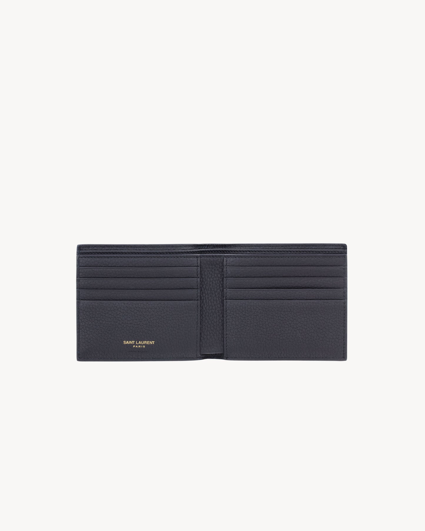 East/West TINY CASSANDRE wallet in dark blue grained leather