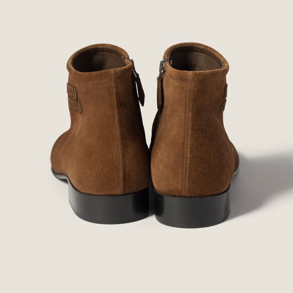 Cocoa suede ankle boots