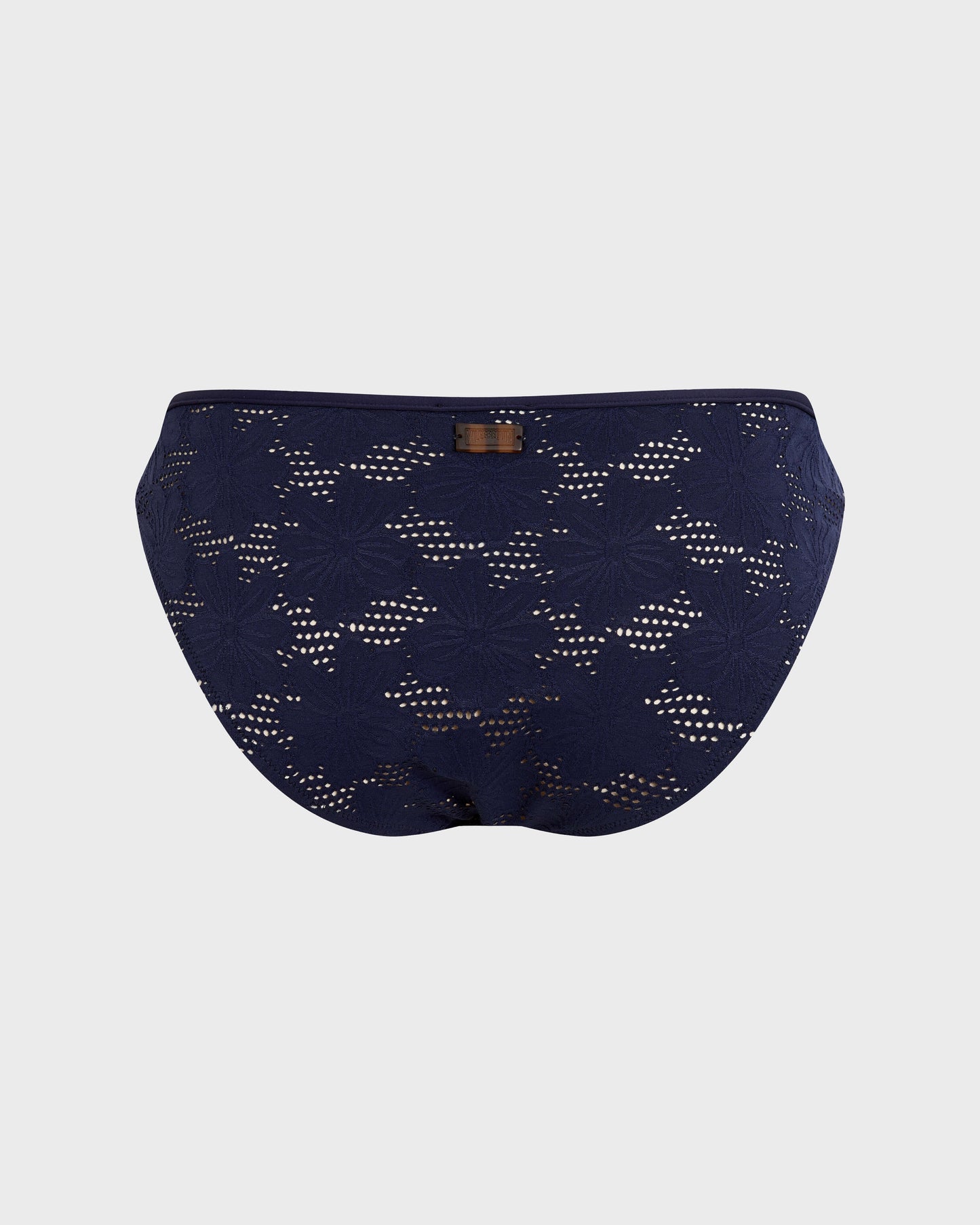 Bikini set donna a triangolo in jacquard Fleur blu marine