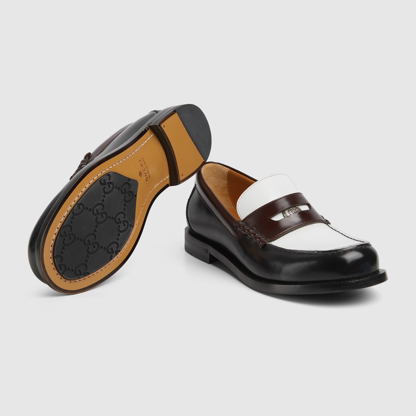 Mocassino uomo con dettaglio rimovibile pelle nera e bianca