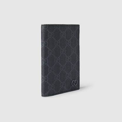 GG passport holder with grey interior GG supreme black fabric