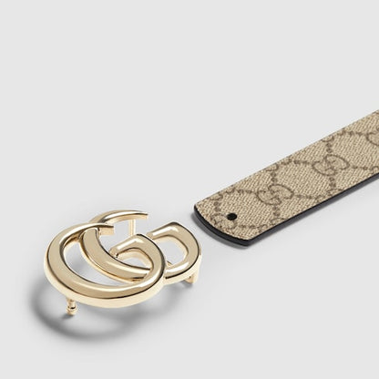 Women's GG Marmont Supreme reversible belt in beige and ivory leather
