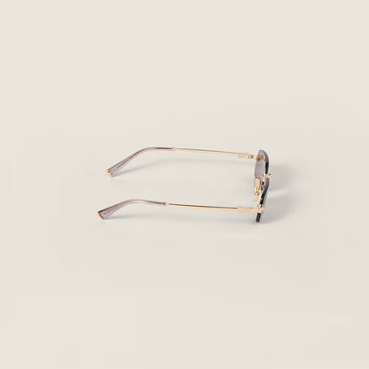 Rectangular frameless mauve sunglasses