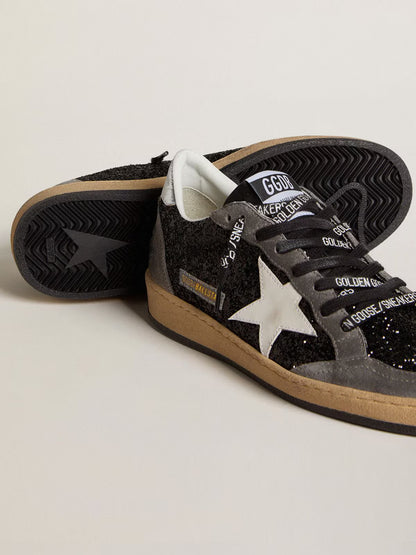 Glitter with leather star and laminated leather heel tab