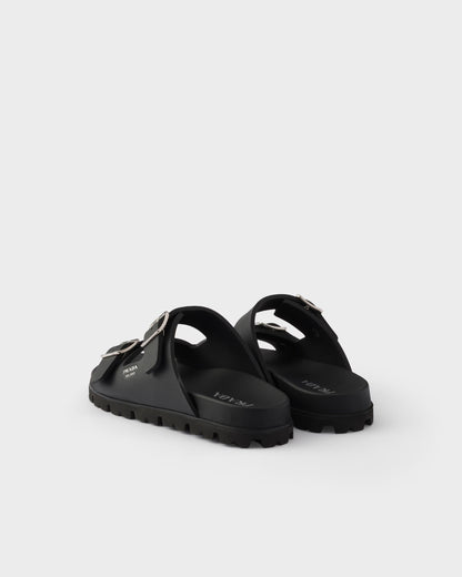 Black rubber slider sandals
