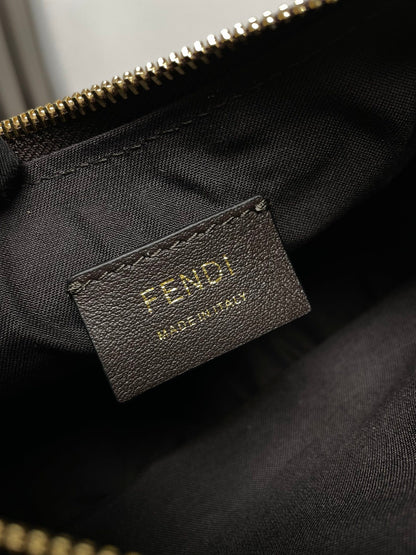 Mini borsa in tessuto jacquard FF marrone