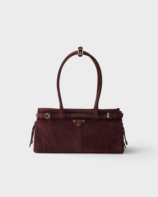 Borsa a mano Bonnie medium in pelle scamosciata Bordo