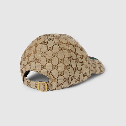 Beige and ebony GG fabric baseball cap
