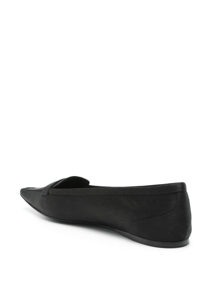Poppy black calfskin ballerinas