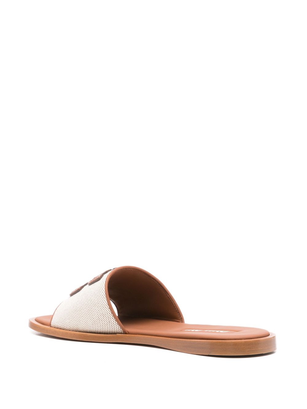 Camel brown sandals with appliqué logo