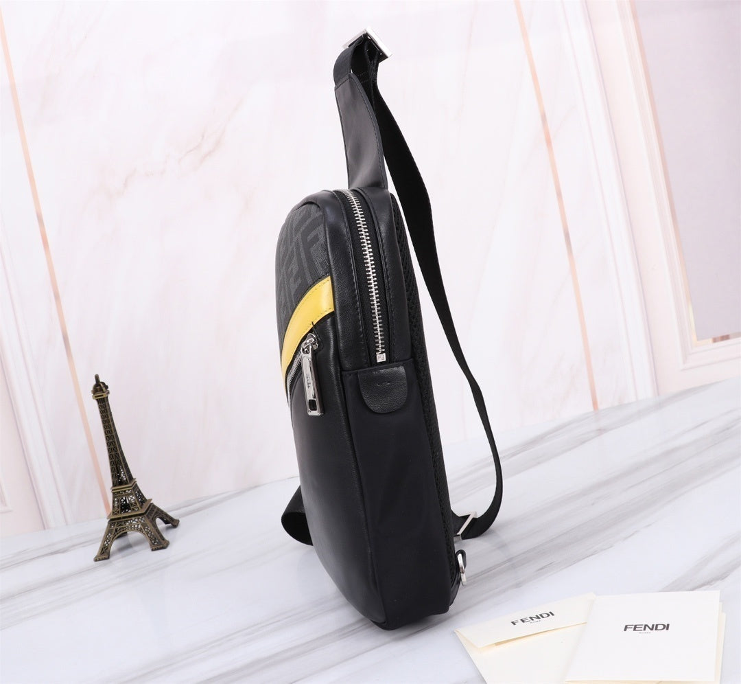 Borsa a tracolla FF Jacquard Nero/Giallo