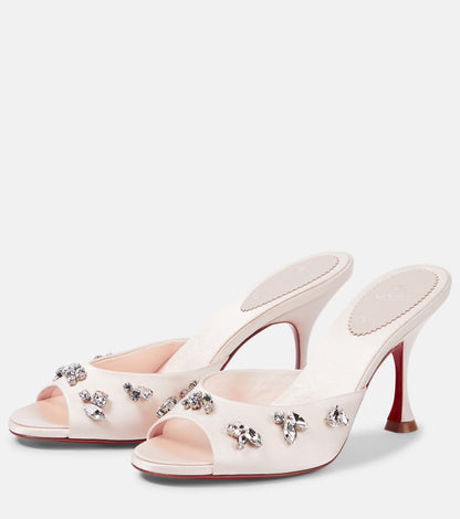 Degraqueen 85 embellished crêpe mules beige