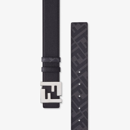 Men's reversible black leather belt