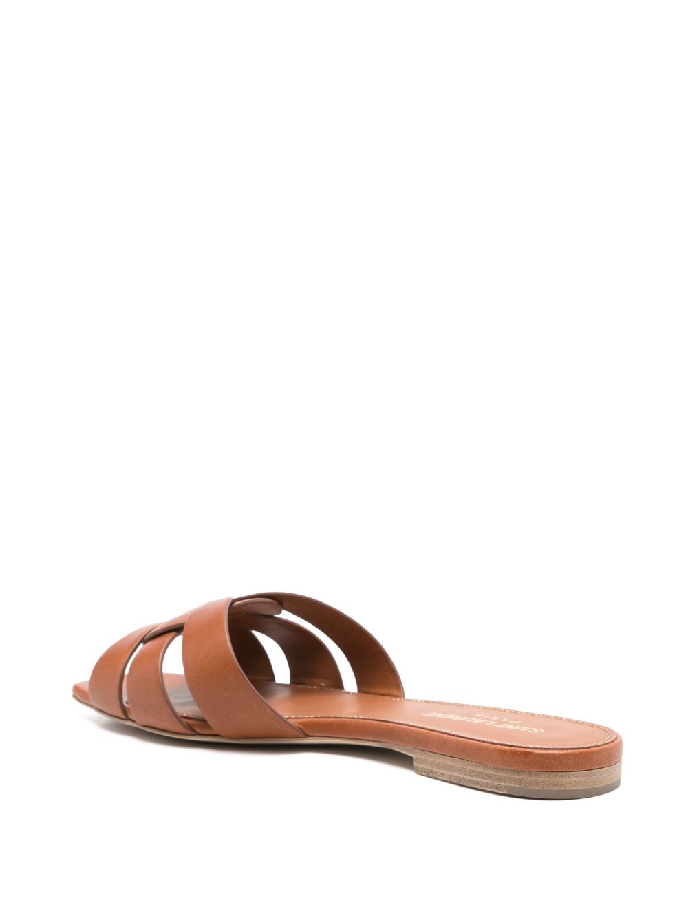 Brown calfskin Tribute flat sandals