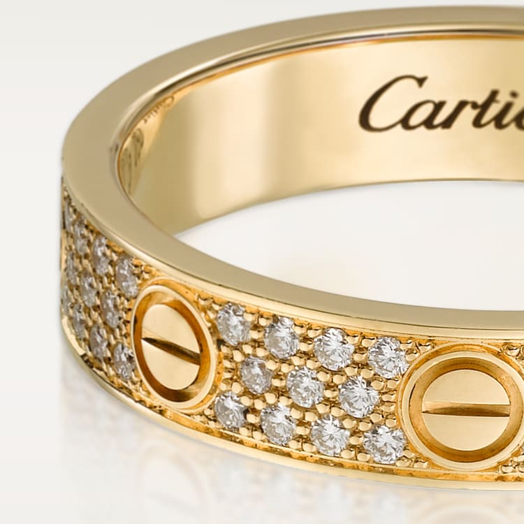 LOVE ring, small model, pavé, gold color