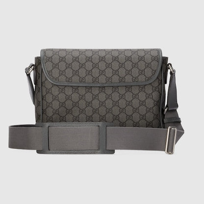 Borsa a tracolla Ophidia misura media in morbido GG Supreme grigio e nero