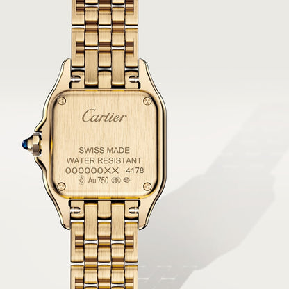 Panthère watch in gold with blued-steel sword-shaped hands Small