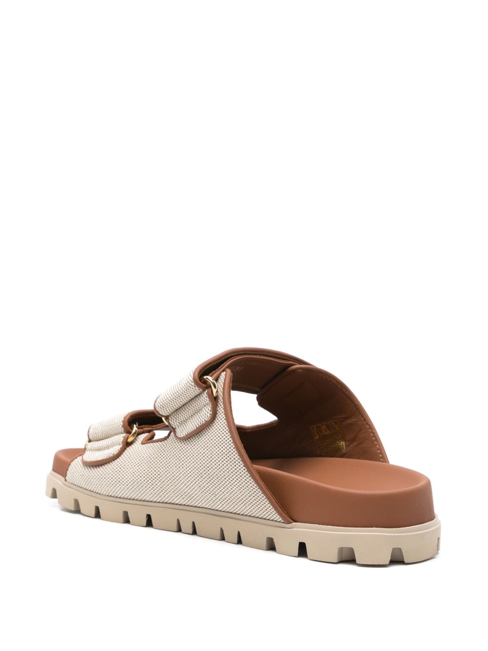Sandalen mit Logo und Schriftzug in Ecru