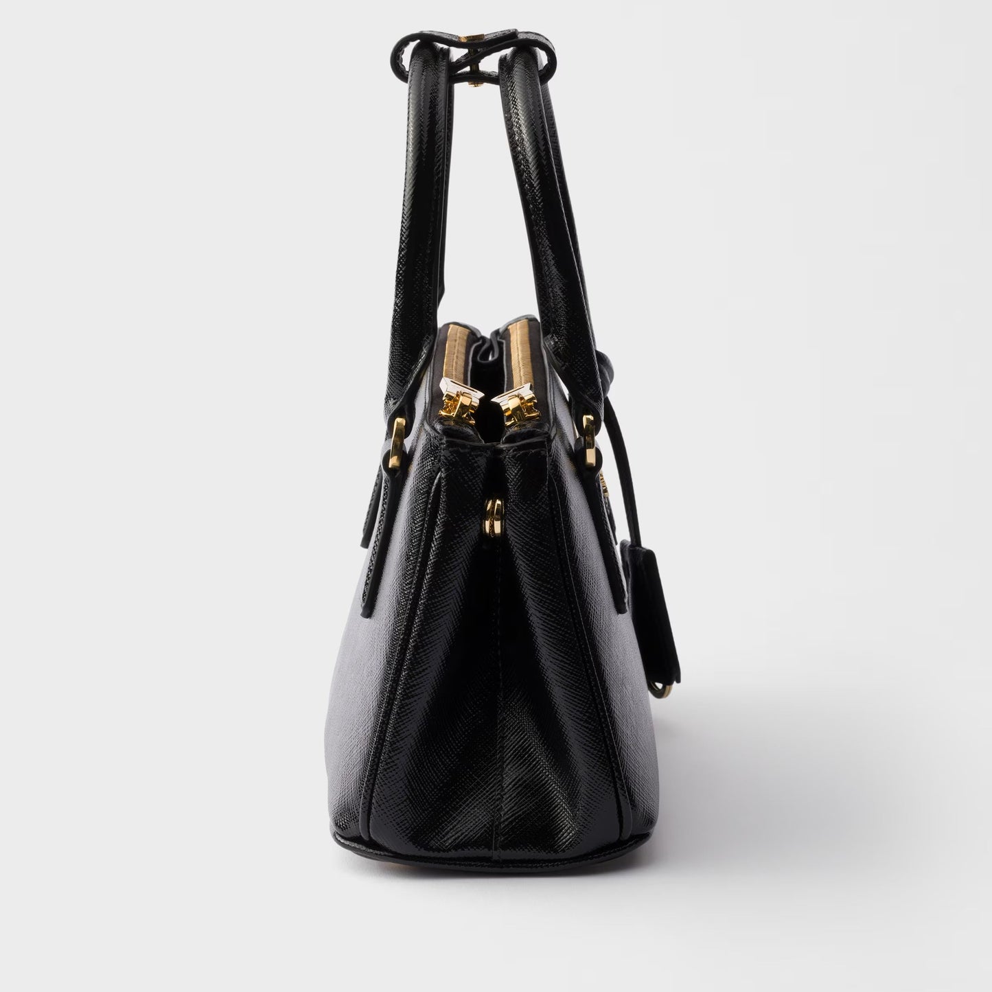 Mini Galleria bag in black patent Saffiano leather