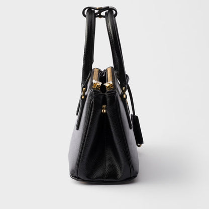 Mini Galleria bag in black patent Saffiano leather