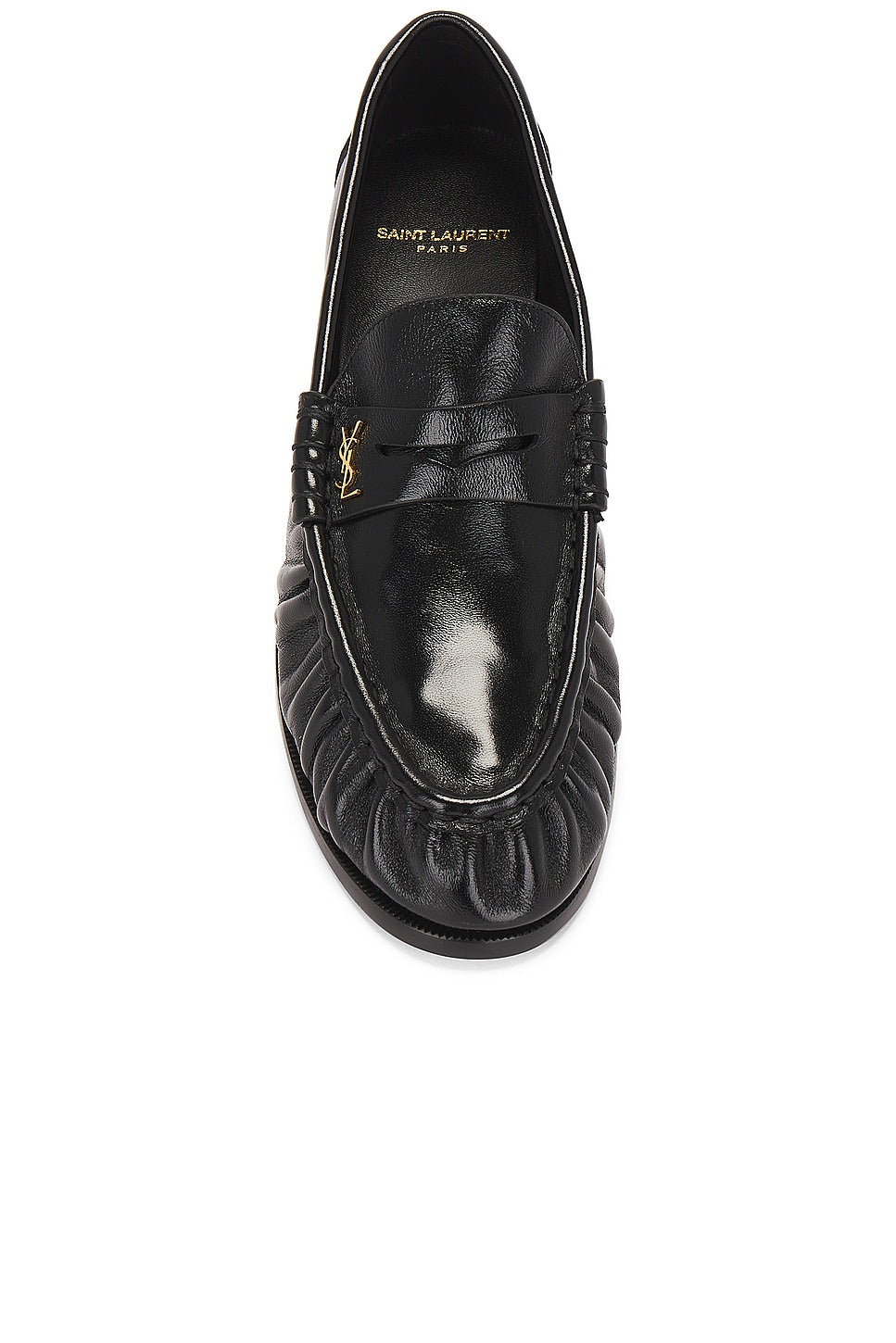 Black leather loafers