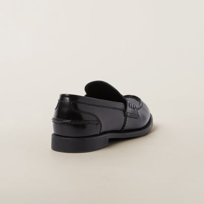Black brushed leather loafers