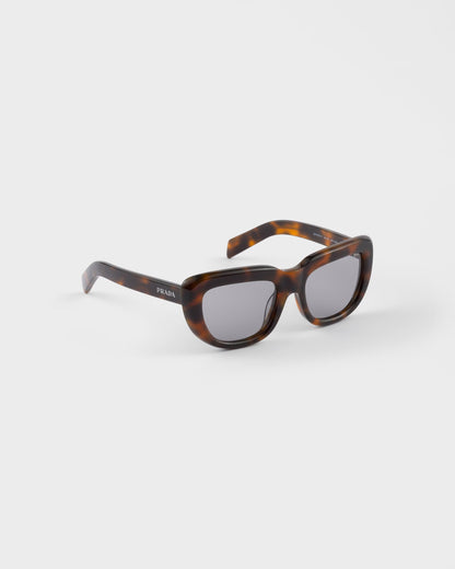 Tortoiseshell acetate rectangular sunglasses with Grey lenses