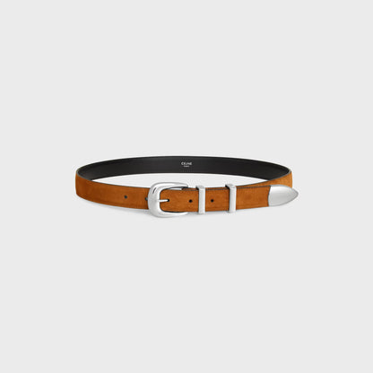 Cintura western 25 mm in pelle di vitello scamosciata fulvo uomo