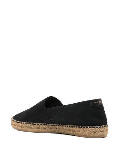 Black embroidered logo espadrilles