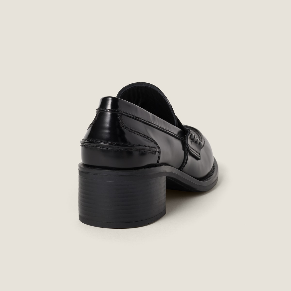 Black brushed leather high loafers