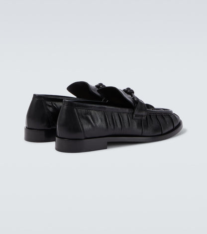Astaire Knot loafers in black nappa leather with black buckle