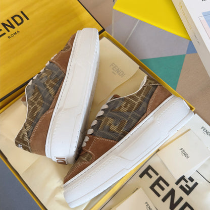 Brown FF Fabric Canvas Platform Match Sneakers