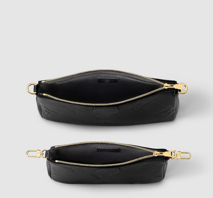 Multi Pochette Accessoires in Pelle Monogram Empreinte Nero