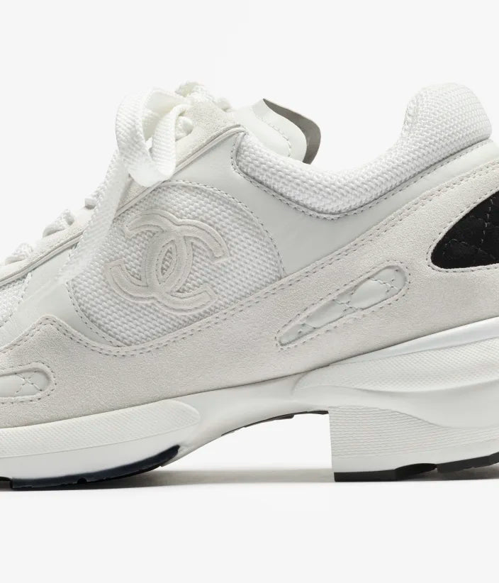 Trainers in Fibre miste e pelle scamosciata bianco/ nero