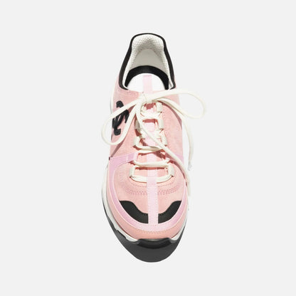 Pink/black suede sneakers
