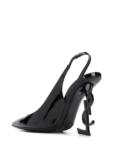 Opyum 110mm black leather slingback pumps