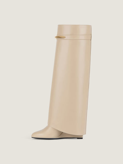 Beige leather Shark boots