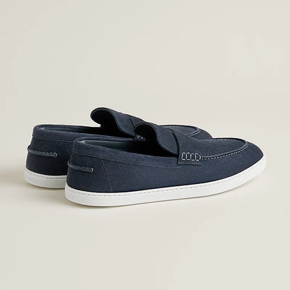 Dark blue suede loafer